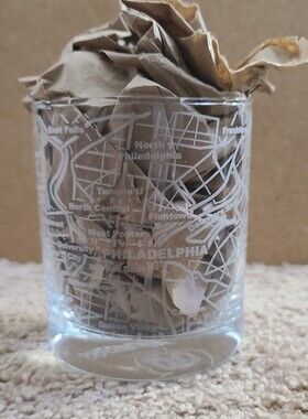 Philadelphia Etched Street Grid Whiskey Glass